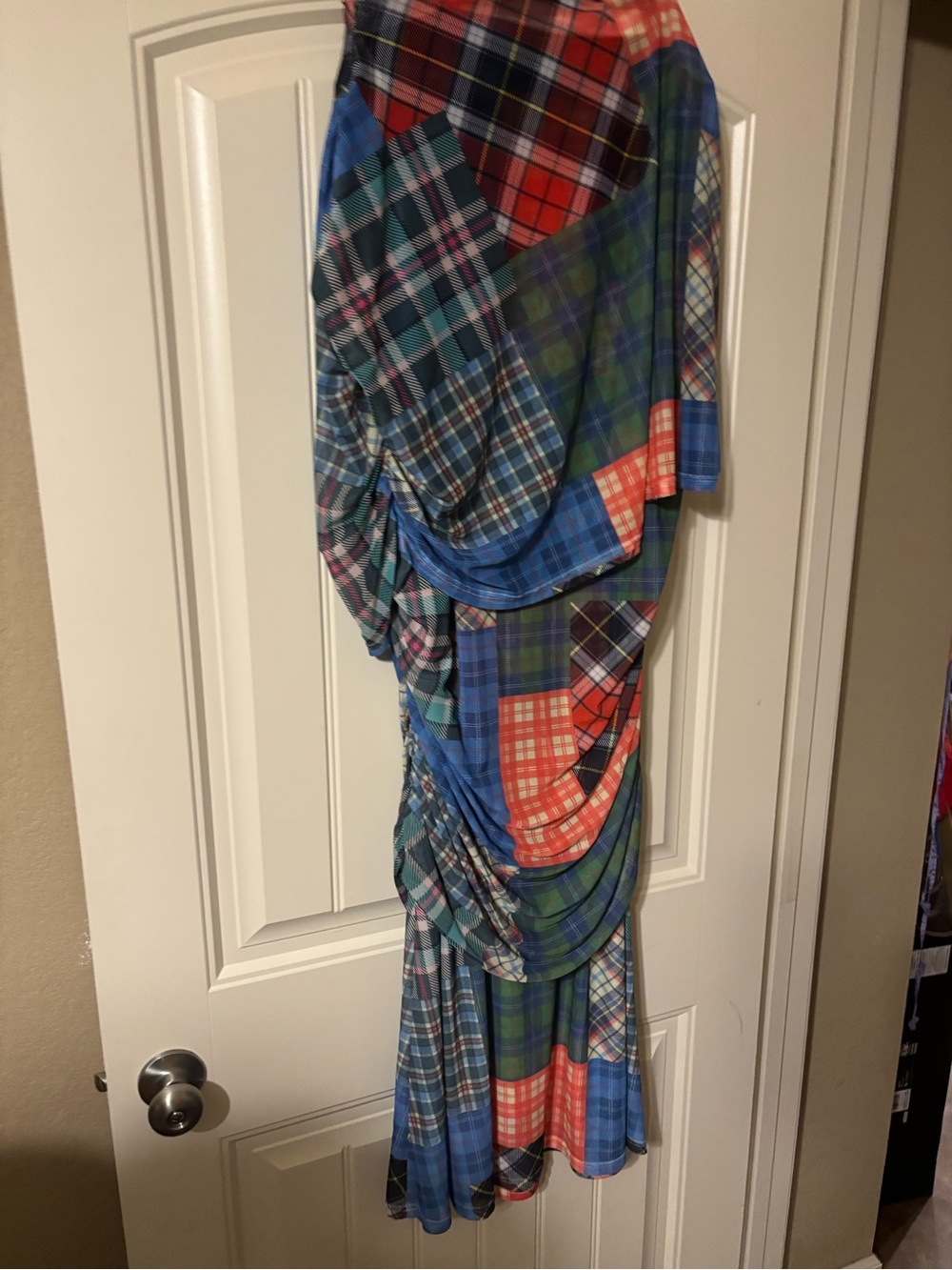 Dressed in Lala Girl From Mars Mesh Dress + Shawl in Mixed Plaids - Picture 15 of 15